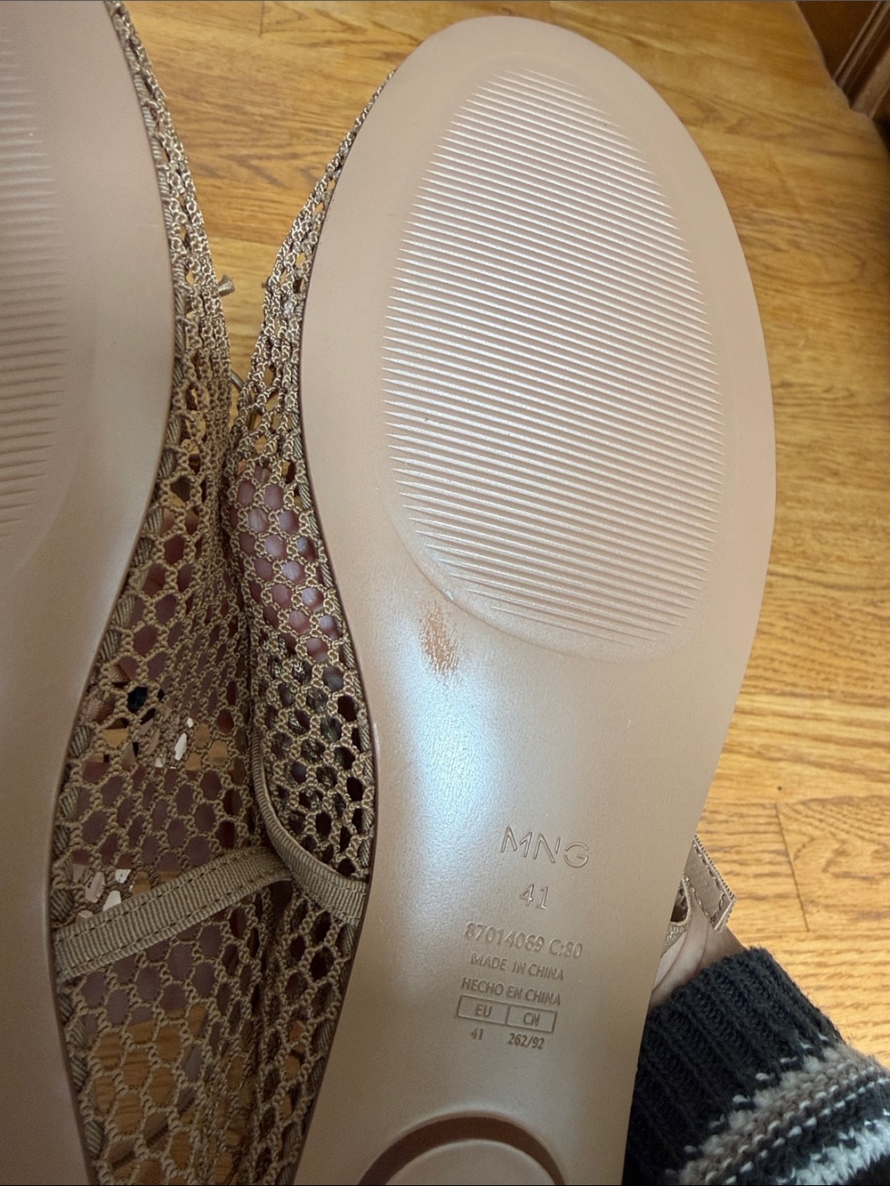 NWT Mango MNG Buckle Strap Fishnet Ballet Flat Size EU 41 / US 9.5 - Picture 6 of 10